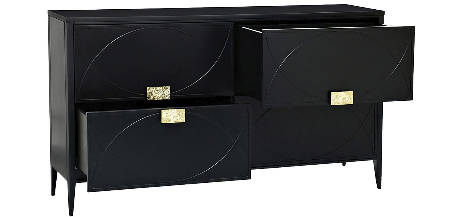 Комод с 4-мя ящиками Amelie Black Chest of Drawers Черный Комод с 4-мя ящиками Amelie Black Chest of Drawers Черный - Loft-Concept в Саратове
