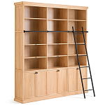 Книжный шкаф из массива сосны с металлической лестницей Burton Wood Cabinet варинант исполнения - 4 | Loft Concept в Саратове
