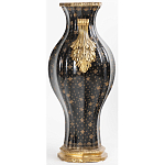 Ваза черного цвета из фарфора с золотистым узором и бронзовыми ручками Высота 39.5 см Eden Garden porcelain and bronze варинант исполнения - 2 | Loft Concept в Саратове