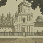 Обои ручная роспись Monuments of Paris Terre Foncée on scenic paper варинант исполнения - 2 | Loft Concept в Саратове