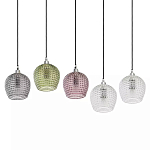 Подвесной светильник каскадный с 5-ю фактурными стеклянными плафонами Cascade with Relief Lampshades варинант исполнения - 3 | Loft Concept в Саратове