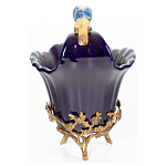 Чаша темно-синего цвета из фарфора с разноцветной птичкой Eden Garden porcelain and bronze варинант исполнения - 11 | Loft Concept в Саратове