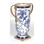 Ваза с бронзовыми ручками и синим цветочным узором Blue & White Ornament варинант исполнения - 2 | Loft Concept в Саратове