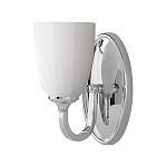 Бра для ванных комнат с белым стеклянным плафоном в форме бокала на овальном основании цвета хром с изогнутым держателем Feiss варинант исполнения - 1 | Loft Concept в Саратове