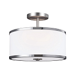 Потолочный светильник с цилиндрическим плафоомн из опалового матового стекла с металлическим обручем Feiss варинант исполнения - 1 | Loft Concept в Саратове