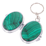 Зеркало брелок карманное двухстороннее из натурального камня Малахит Stone Mirrors варинант исполнения - 2 | Loft Concept в Саратове