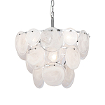 Люстра из белых стеклянных дисков на серебрянном каркасе White Glowing Reflectors варинант исполнения - 1 | Loft Concept в Саратове