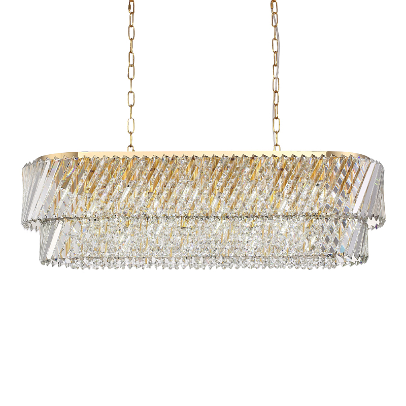 Люстра овальная в классическом обрамлении Light Connoisseurs Beauty Прозрачное Стекло Латунь в Саратове | Loft Concept 