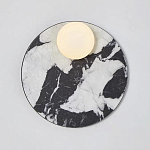 Бра круглое с каменным черно-белым основанием и плафоном из стекла Shaw Marble Lighting варинант исполнения - 1 | Loft Concept в Саратове