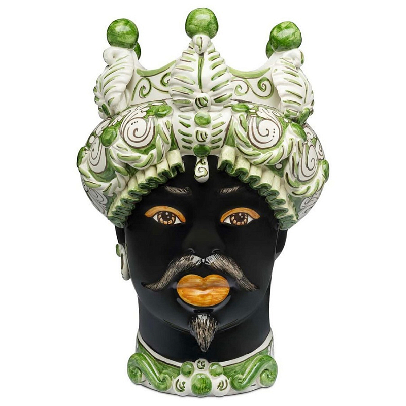 Ваза Ваза Vase Moro Man Medium Leaves Dark Green Черный Зеленый Белый Ваза Ваза Vase Moro Man Medium Leaves Dark Green Черный Зеленый Белый в Саратове | Loft Concept