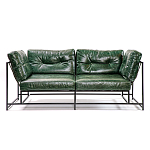 Диван Лофт Натуральная Винтажная кожа Зеленый Two Seat Encounter Leather Sofa варинант исполнения - 1 | Loft Concept в Саратове
