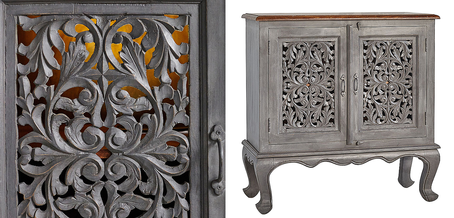 Комод Indian Antique White Furniture Chest of Drawers Agni серый Комод Indian Antique White Furniture Chest of Drawers Agni серый - Loft-Concept в Саратове