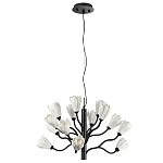Люстра подвесная черного цвета с ветвями и белыми фарфоровыми цветами Floralis варинант исполнения - 2 | Loft Concept в Саратове