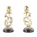 Подсвечники бронзовые на подставке из натурального камня нефрит Stone Candlestick варинант исполнения - 3 | Loft Concept в Саратове
