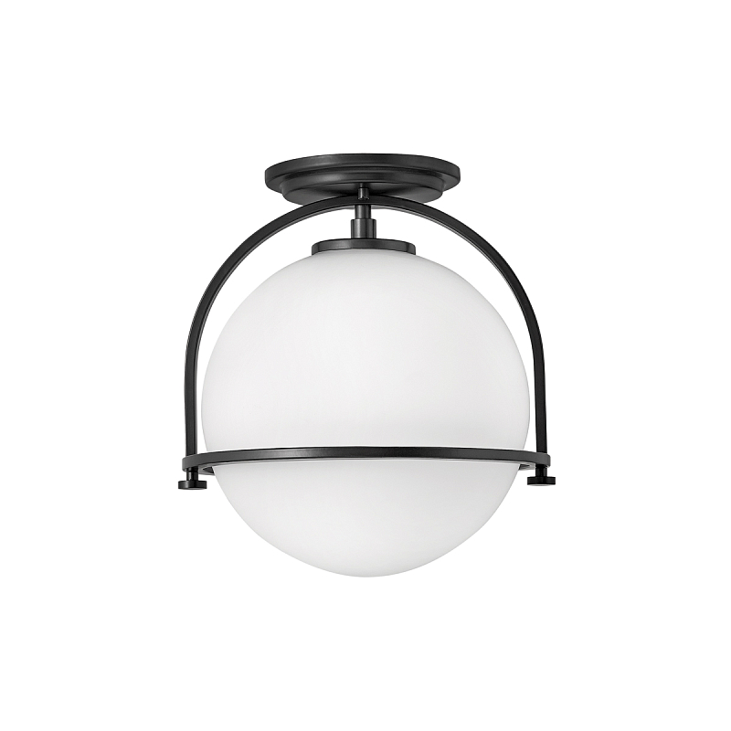 Потолочный светильник с плафоном в форме белого матового шара Hinkley Латунь Белый Никель Черный в Саратове | Loft Concept 