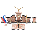 Настольный письменный набор из креноида с часами и декором в виде орла Marble Accessory варинант исполнения - 1 | Loft Concept в Саратове