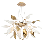 Люстра подвесная с белыми матовыми и золотыми глянцевыми листьями Wintery flovers варинант исполнения - 2 | Loft Concept в Саратове