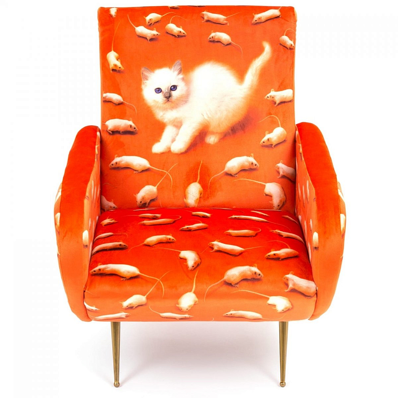 Кресло Seletti Armchair Kitten Оранжевый Латунь в Саратове | Loft Concept 