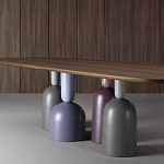 Обеденный стол деревянный с разноцветными фигурными ножками Cop варинант исполнения - 3 | Loft Concept в Саратове