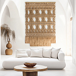 Панно на стену плетеное Макраме бежевый цвет  варинант исполнения - 1 | Loft Concept в Саратове