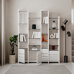 Стеллаж прямой ассиметричный с полками и 4-мя дверцами ARYA BOOKCASE WHITE варинант исполнения - 4 | Loft Concept в Саратове