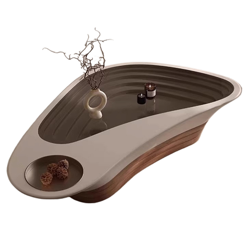 Журнальный столик фигурный со стеклянной столешницей Table Drop Коричневый Кремовый Журнальный столик фигурный со стеклянной столешницей Table Drop Коричневый Кремовый в Саратове | Loft Concept