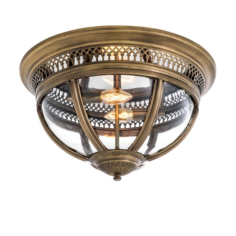 Потолочный светильник Ceiling Lamp Residential Antique brass Латунь Античная полированная Прозрачное Стекло в Саратове | Loft Concept 