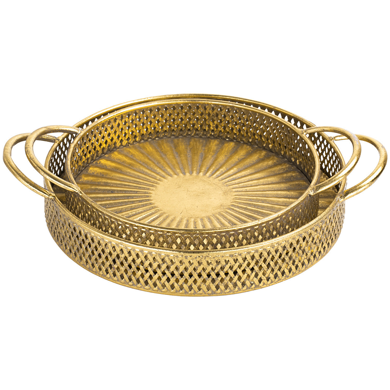 Поднос железный Gold Mesh Золотой в Саратове | Loft Concept 