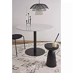 Круглый обеденный стол с белой мраморной столешницей White Tabletop on Black Base варинант исполнения - 3 | Loft Concept в Саратове