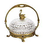 Конфетница из прозрачного рельефного стекла с ручкой и фигуркой лебедя Eden Garden варинант исполнения - 1 | Loft Concept в Саратове