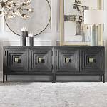 Тумба черная из дерева двухдверная Geometric Double Door Nightstand варинант исполнения - 4 | Loft Concept в Саратове