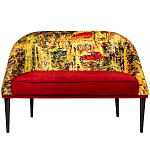 Диван двухместный из натурального бука красный с цветным принтом Impressionism in Art варинант исполнения - 1 | Loft Concept в Саратове