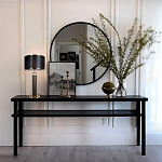 Настольная лампа с чёрным тканевым абажуром и металлическим корпусом золотого цвета Golden Arc варинант исполнения - 4 | Loft Concept в Саратове