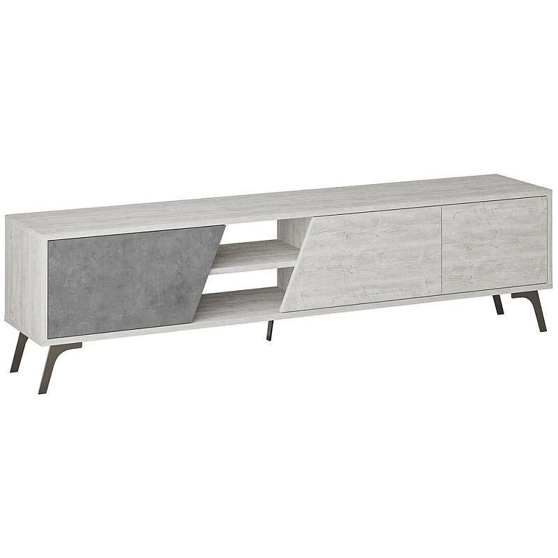 ТВ-тумба с 3-мя дверцами и полками Grey Albe TV Stand Черный Белый Серый ТВ-тумба с 3-мя дверцами и полками Grey Albe TV Stand Черный Белый Серый в Саратове | Loft Concept