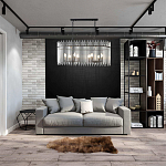 Люстра подвесная овальная со стеклянными прозрачными трубками и металлическим каркасом черного цвета Nembus варинант исполнения - 6 | Loft Concept в Саратове