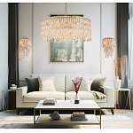 Люстра круглая с хрустальными подвесками на золотистом каркасе Roul Crystal Light варинант исполнения - 11 | Loft Concept в Саратове