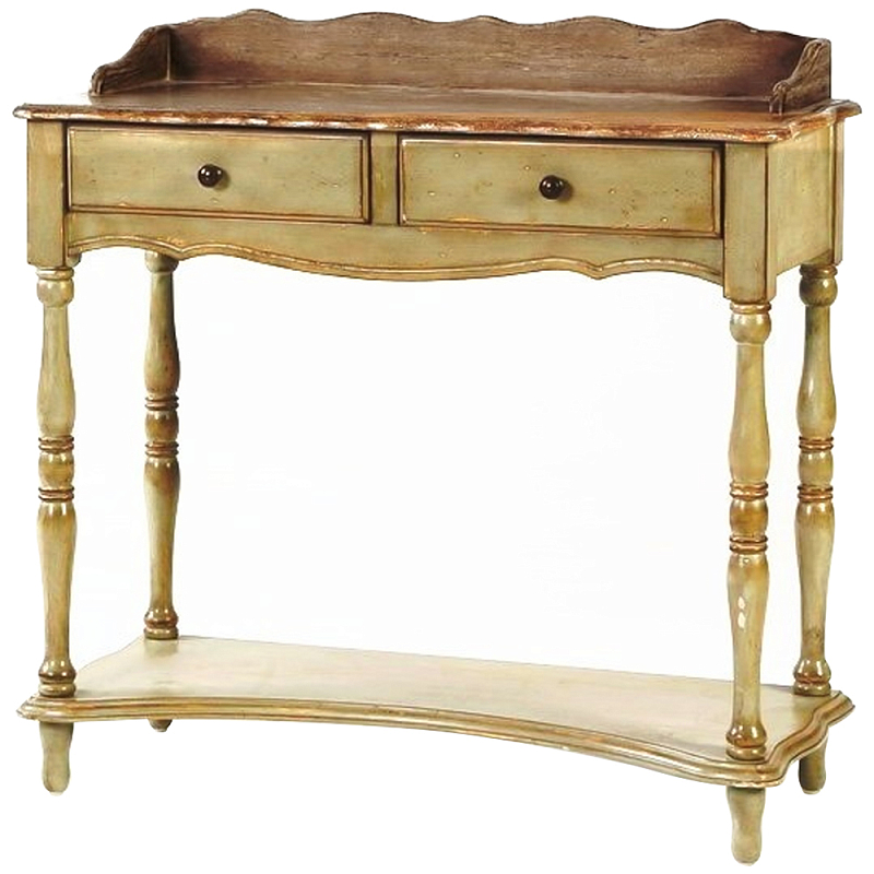 Деревянная консоль в стиле прованс с двумя ящиками Margery Wooden Provence Console Table Золотой дуб Деревянная консоль в стиле прованс с двумя ящиками Margery Wooden Provence Console Table Золотой дуб в Саратове | Loft Concept