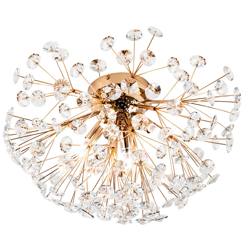 Потолочный светильник Crystal Dandelions Ceiling Lamp Прозрачный Глянцевое золото в Саратове | Loft Concept 