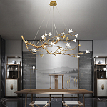 Люстра в виде золотой ветки с цветами Glass Flower Pendant Light варинант исполнения - 5 | Loft Concept в Саратове