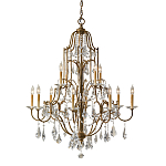 Люстра многоярусная с 12-ю лампами и стеклянными подвесками в классическом стиле Feiss варинант исполнения - 1 | Loft Concept в Саратове