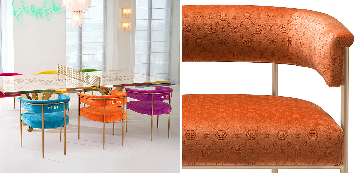 Стул Philipp Plein Dining Chair Monogram Оранжевый Стул Philipp Plein Dining Chair Monogram Оранжевый - Loft-Concept в Саратове