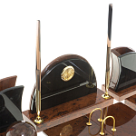 Настольный письменный набор с часами из природного камня обсидиана Oval Office варинант исполнения - 3 | Loft Concept в Саратове