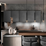 Подвесной светильник с узким цилиндрическим плафоном и золотым металлическим декором Concrete Pipe варинант исполнения - 8 | Loft Concept в Саратове