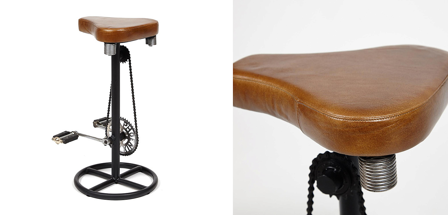 Барный стул с педалями от велосипеда Industrial leather bar stool with bicycle pedals - Loft-Concept в Саратове