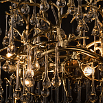 Подвесная люстра в виде ветвей деревьев золотого цвета с прозрачными подвесками-каплями 8 и 14 ламп Droplet Chandelier варинант исполнения - 7 | Loft Concept в Саратове