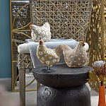 Статуэтка курица с белым цветочным узором и металлическими ножками Rustic Chicken варинант исполнения - 5 | Loft Concept в Саратове