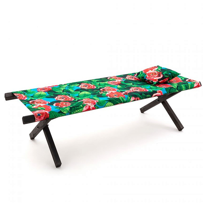 Шезлонг Seletti Poolbed Roses Черный Розовый Зеленый в Саратове | Loft Concept 