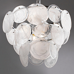 Люстра из белых стеклянных дисков на серебрянном каркасе White Glowing Reflectors варинант исполнения - 7 | Loft Concept в Саратове