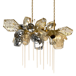 Люстра подвесная с 22-мя гранёными стеклянными плафонами с вертикальными подвесками Gilded Mirage  варинант исполнения - 1 | Loft Concept в Саратове