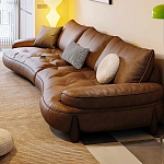 Диван кожаный с каркасом из массива дерева Medieval Furniture варинант исполнения - 4 | Loft Concept в Саратове